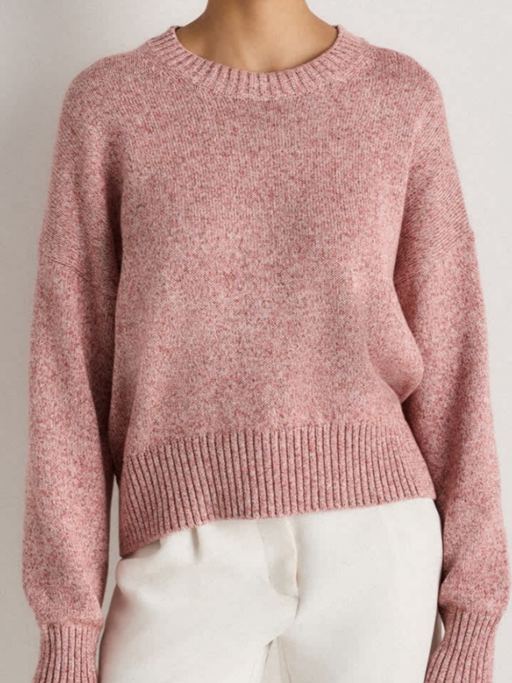 Quince Organic Cotton Dusty Rose Crewneck Sweater
